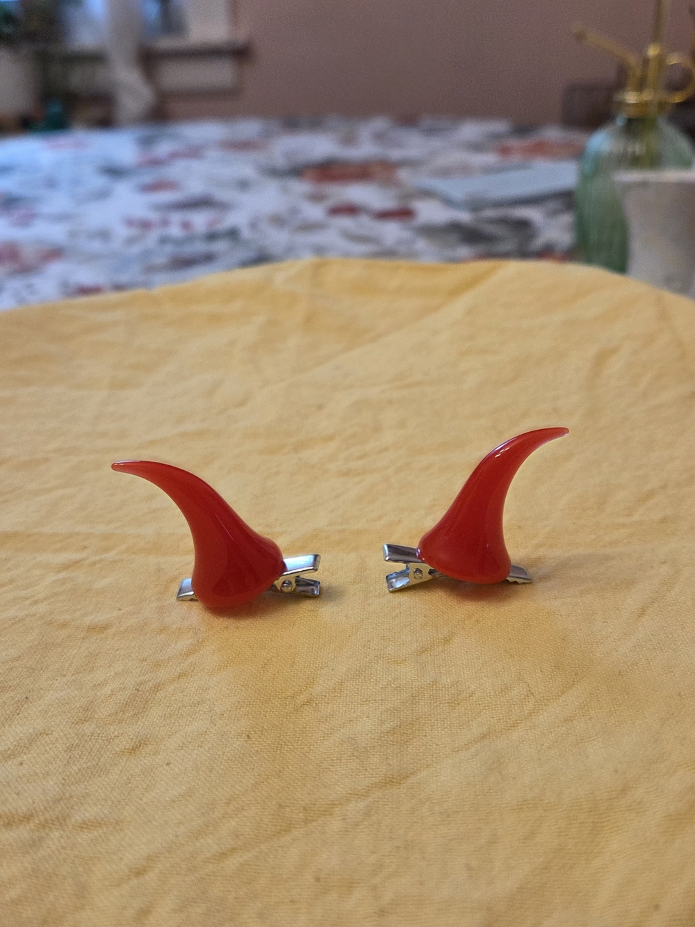 Red Devil Horn Hair Clips
